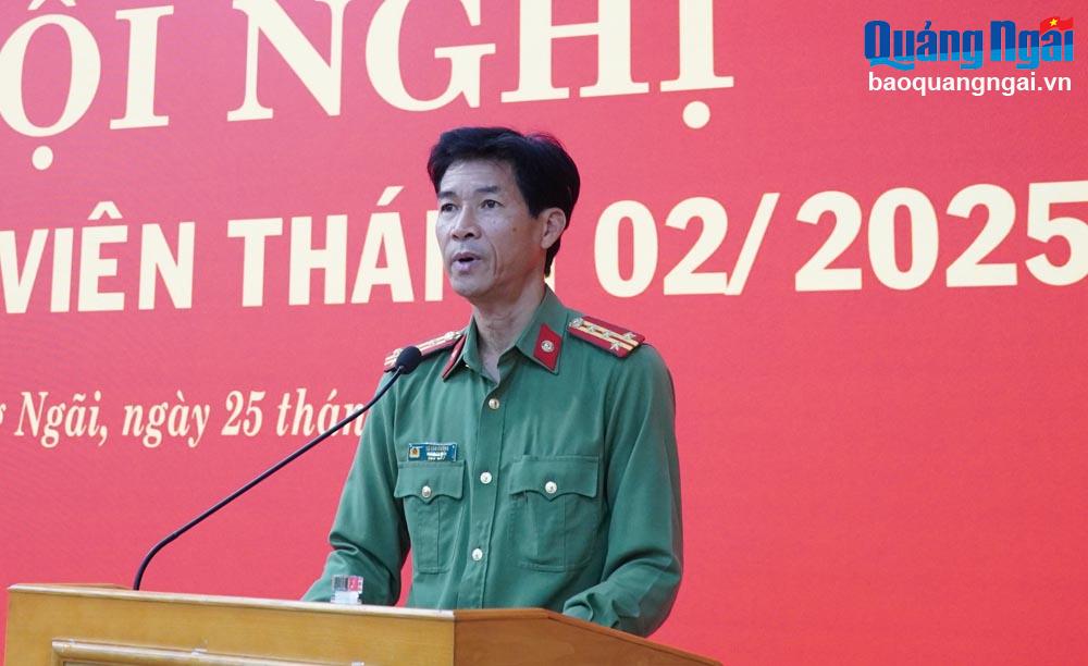 Đại tá Võ Văn Dương - Phó Giám đốc Công an tỉnh thông tin về tình hình an ninh trật tự trên địa bàn tỉnh.