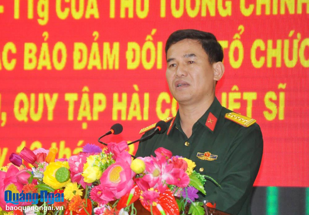 Đại tá Võ Tấn Tài - Chính ủy Bộ CHQS tỉnh, Phó Trưởng Ban Thường trực Ban Chỉ đạo 515 tỉnh chủ trì hội nghị.