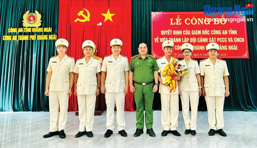 Đội Cảnh sát phòng cháy, chữa cháy và cứu nạn, cứu hộ thuộc Công an thành phố Quảng Ngãi được thành lập vào tháng 1/2024.                                   Ảnh: BÌNH YÊN 