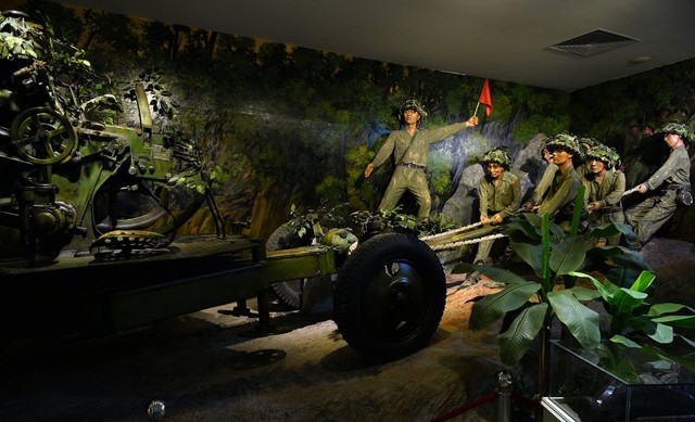 Mô hình một trong 4 khẩu pháo cao xạ tại trận đánh Điện Biên Phủ - Ảnh: dienbien.gov.vn