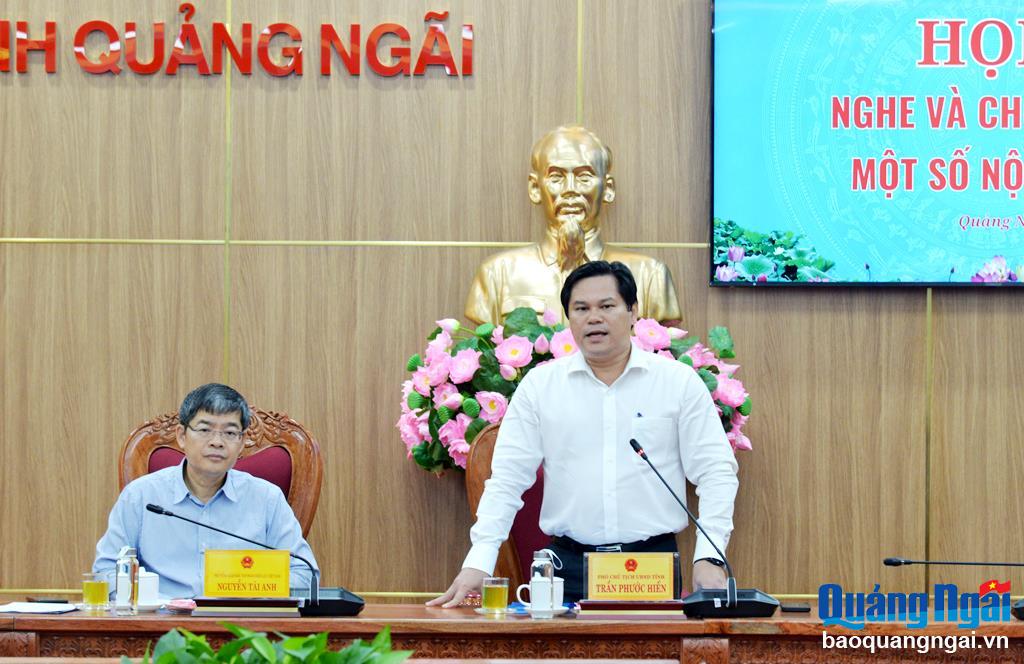Phó Chủ tịch UBND tỉnh Trần Phước Hiền phát biểu kết luận cuộc họp.