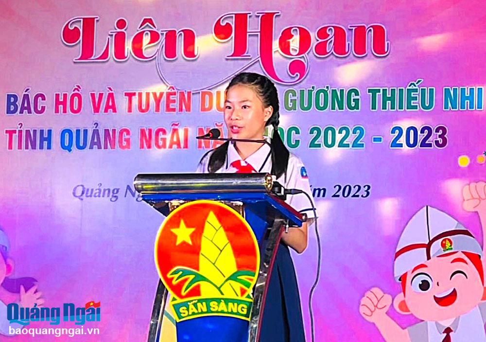 Trưởng thành từ các lớp năng khiếu,  em Huỳnh Lê Thảo Nguyên tích cực, tự tin tham gia các hoạt động.
                                                                                                  Ảnh: NVCC