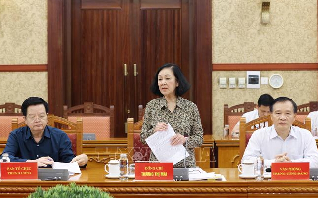 Thường trực Ban Bí thư Trương Thị Mai phát biểu chỉ đạo hội nghị. Ảnh: TTXVN