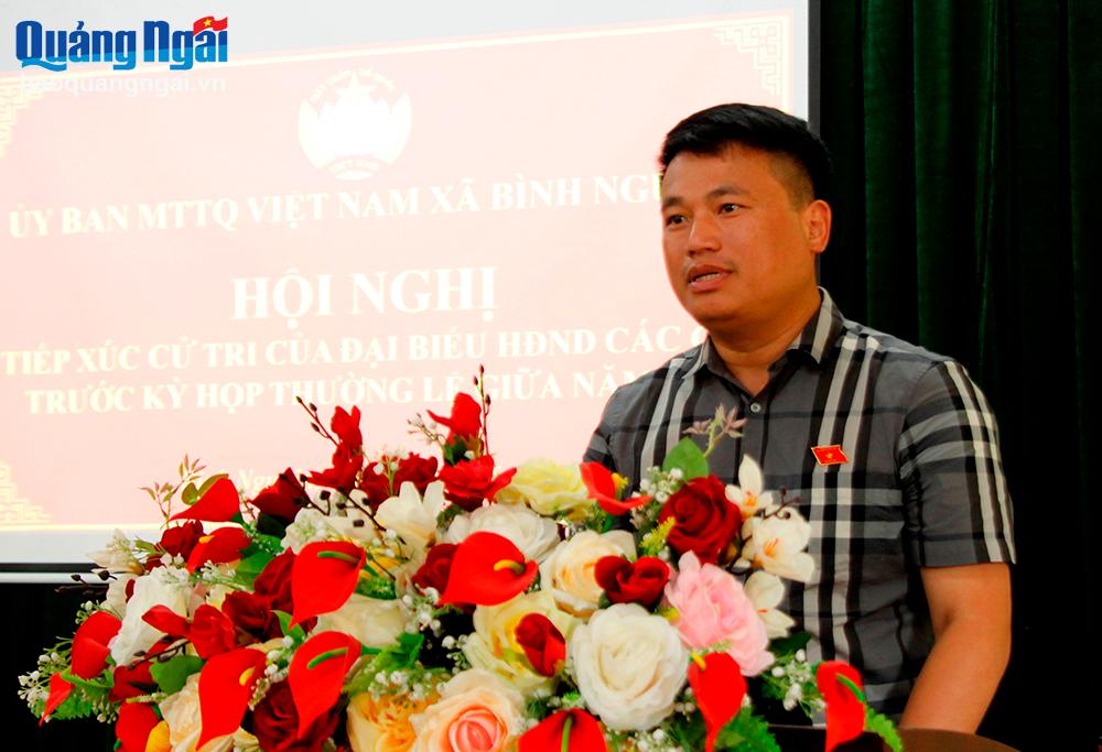 Phó Bí thư Thường trực Tỉnh ủy Đặng Ngọc Huy tiếp xúc cử tri xã Bình Nguyên