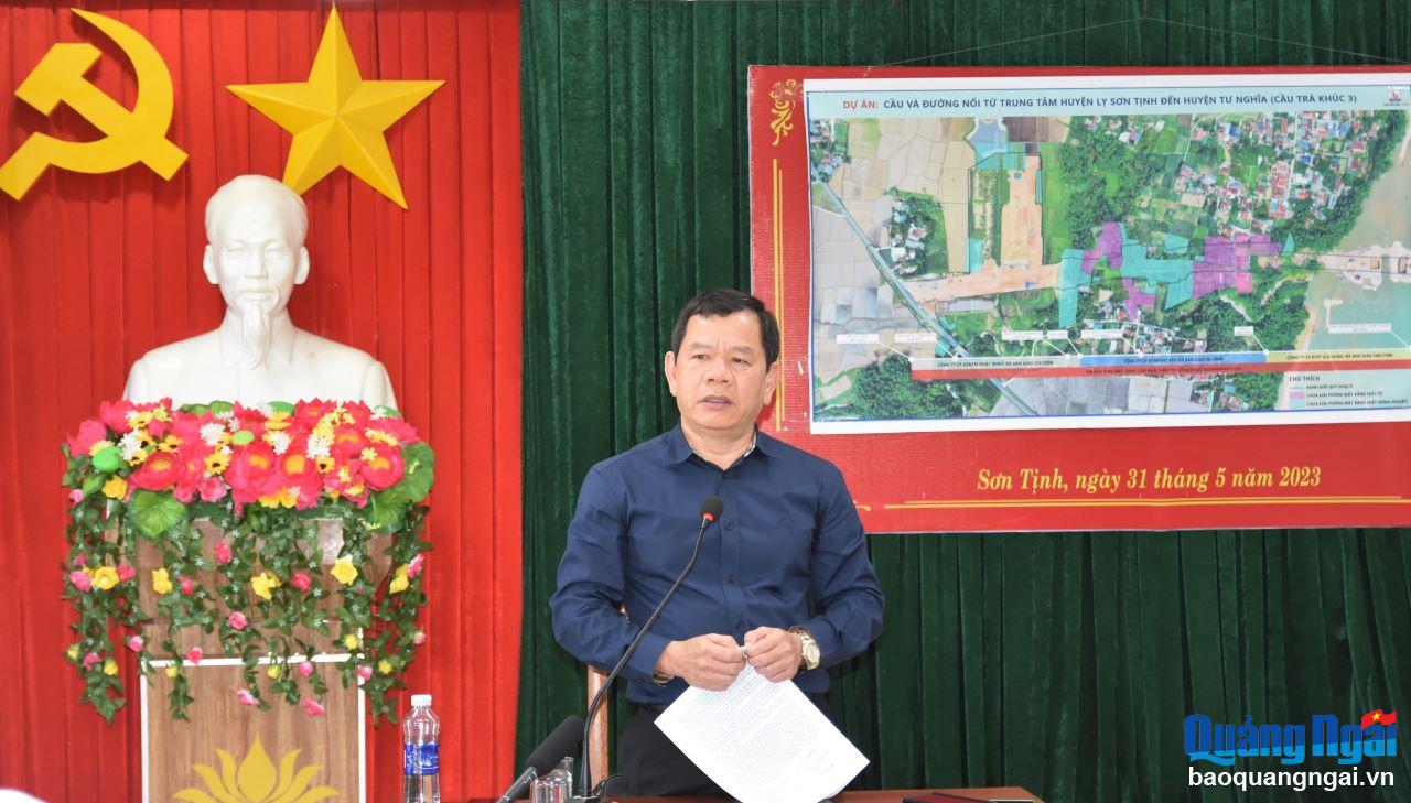 Chủ tịch UBND tỉnh Đặng Văn Minh phát biểu chỉ đạo tại buổi kiểm tra.