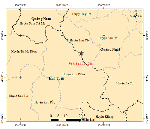 Động đất 2.8 độ ở huyện Sơn Tây