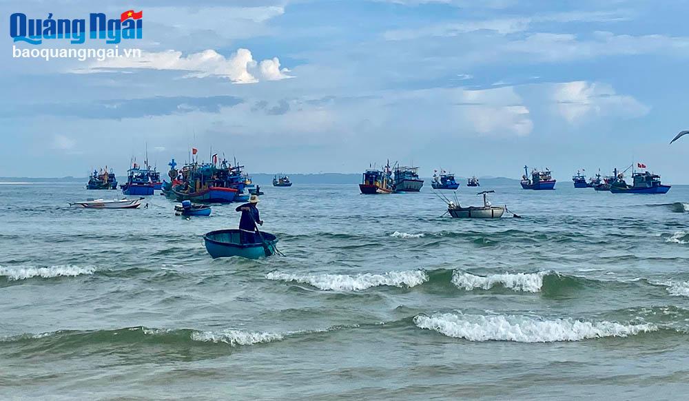 Tàu thuyền ở thôn Châu Thuận Biển, xã Bình Châu (Bình Sơn).