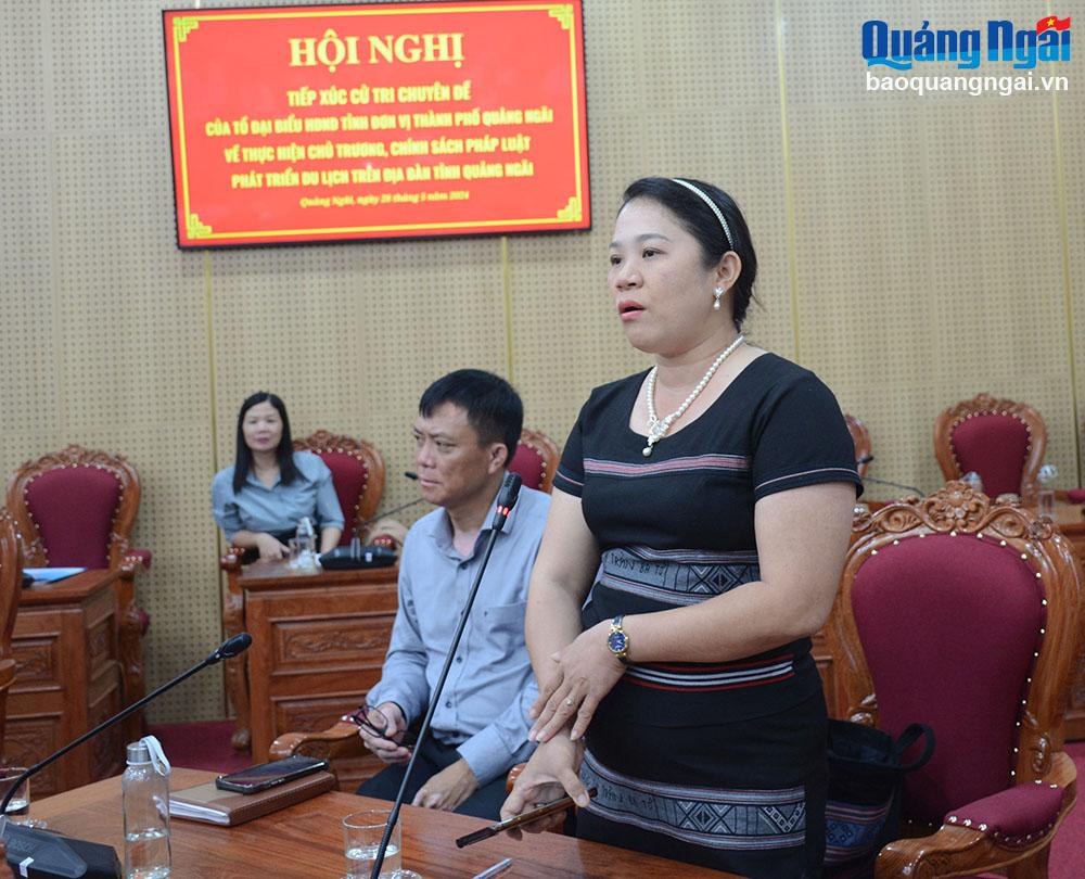 Đại diện cá nhân kinh doanh du lịch tại huyện Ba Tơ kiến nghị tại buổi tiếp xúc.