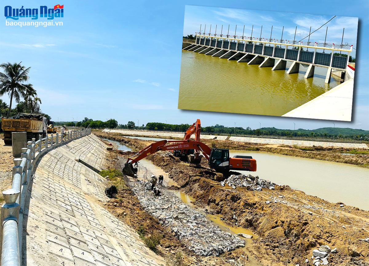 Công trình dự án Hệ thống thoát nước khu vực đô thị, từ cầu Bàu đến sông Rớ (TX.Đức Phổ) góp phần tiêu thoát nước, chống ngập lụt khu vực trung tâm thị xã và các địa phương lân cận.