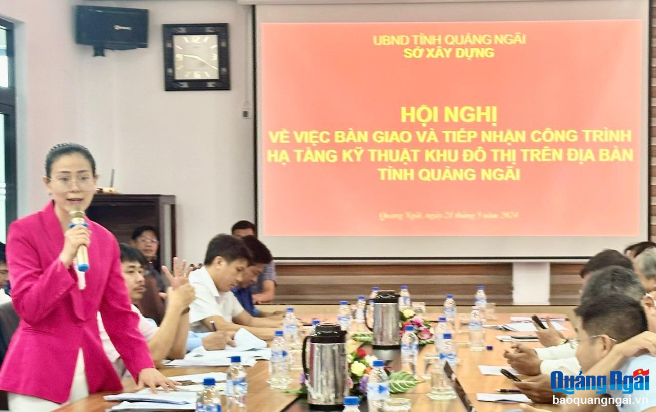 Đại diện chủ đầu tư Dự án Khu đô thị An Phú Sinh (TP.Quảng Ngãi) phát biểu tại hội nghị.