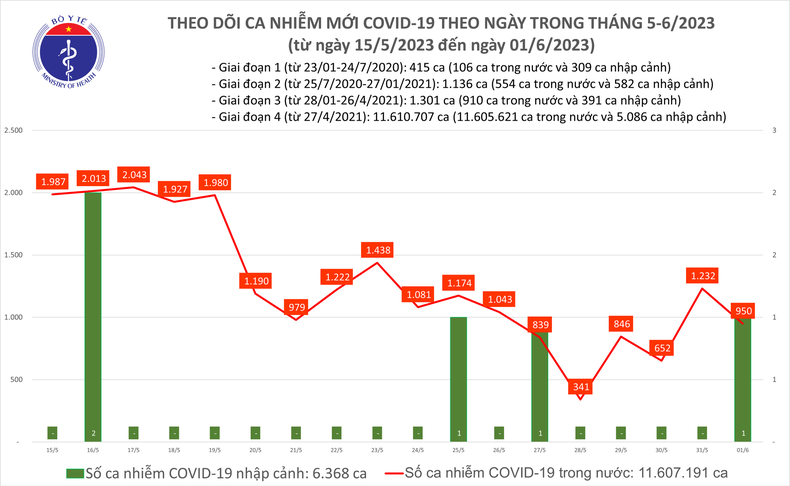 Biểu đồ số ca mắc Covid-19 tại Việt Nam trong thời gian qua.