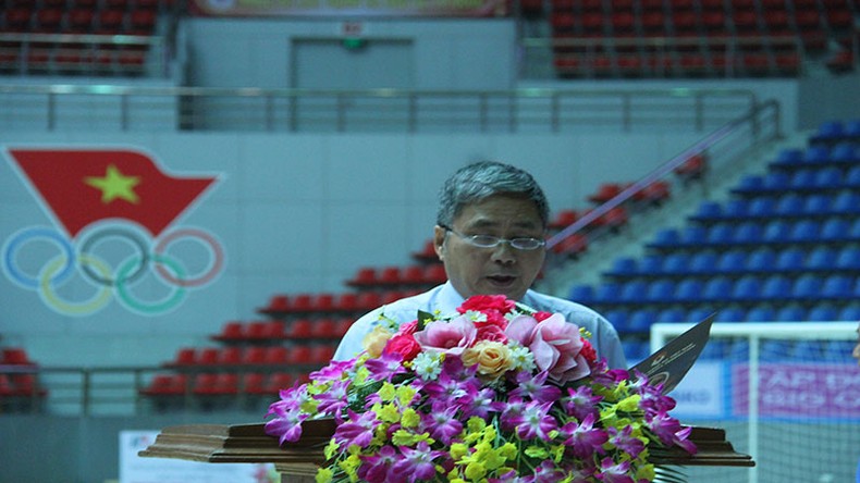 Ông Dương Nghiệp Khôi, Tổng Thư ký Liên đoàn Bóng đá Việt Nam phát biểu tại lễ khai mạc.