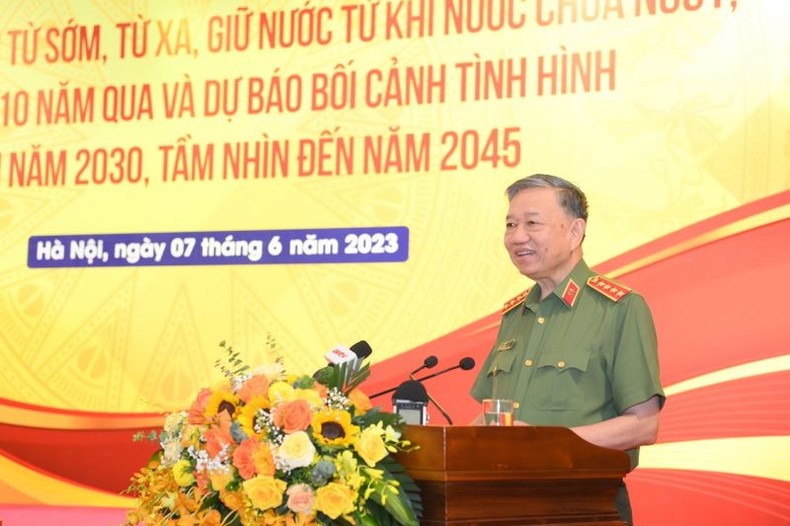 Đại tướng Tô Lâm phát biểu bế mạc hội thảo.