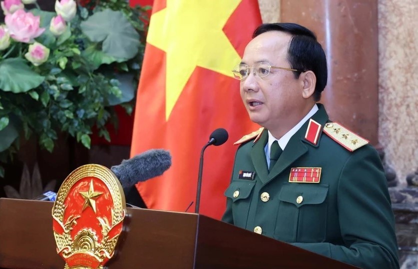 Thượng tướng Trịnh Văn Quyết phát biểu nhận nhiệm vụ.