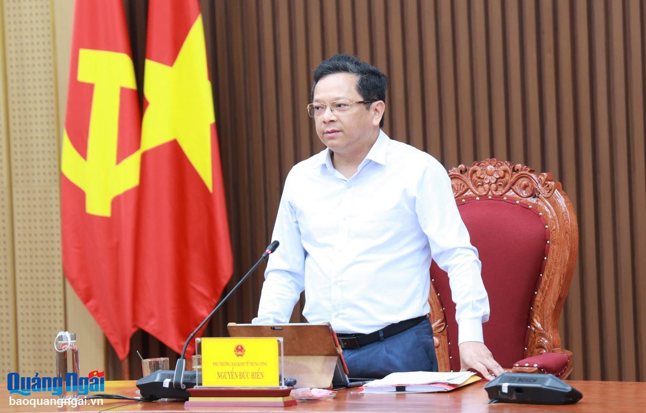 Đoàn công tác của Ban Kinh tế Trung ương làm việc tại tỉnh Quảng Ngãi
