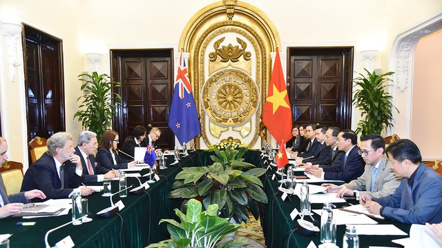 Bộ trưởng Bùi Thanh Sơn nhấn mạnh Việt Nam sẽ nỗ lực đẩy mạnh hơn nữa hợp tác giữa ASEAN và New Zealand trên cương vị nước điều phối quan hệ ASEAN - New Zealand giai đoạn 7/2024 - 7/2027 - Ảnh: BNG