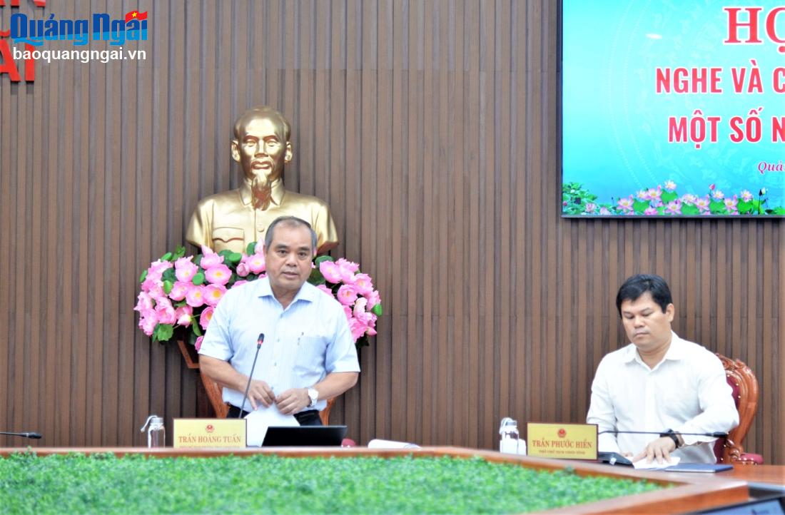 Phó Chủ tịch Thường trực UBND tỉnh Trần Hoàng Tuấn phát biểu kết luận cuộc họp.
