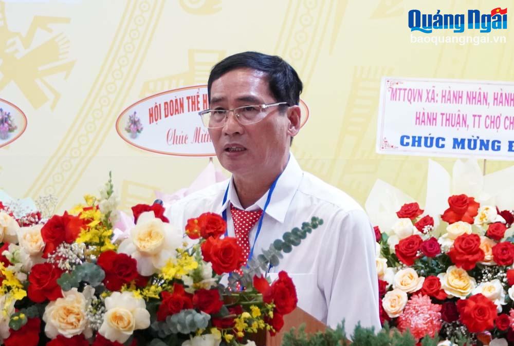Phó Chủ tịch Ủy ban MTTQ Việt Nam tỉnh Trần Hòa phát biểu chỉ đạo tại Đại hội.