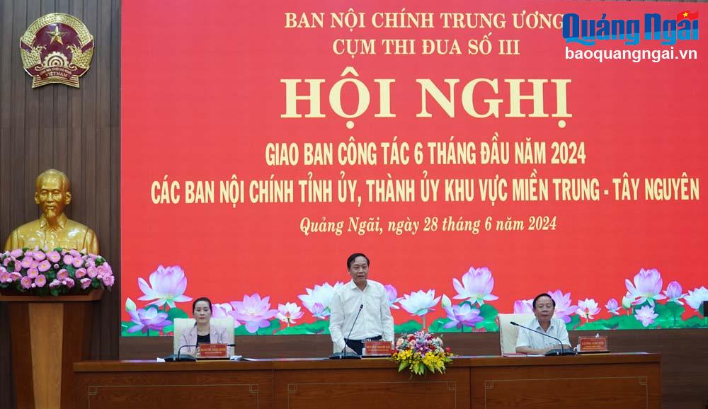 Phó Trưởng ban Nội chính Trung ương Nguyễn Thanh Hải phát biểu tại hội nghị.