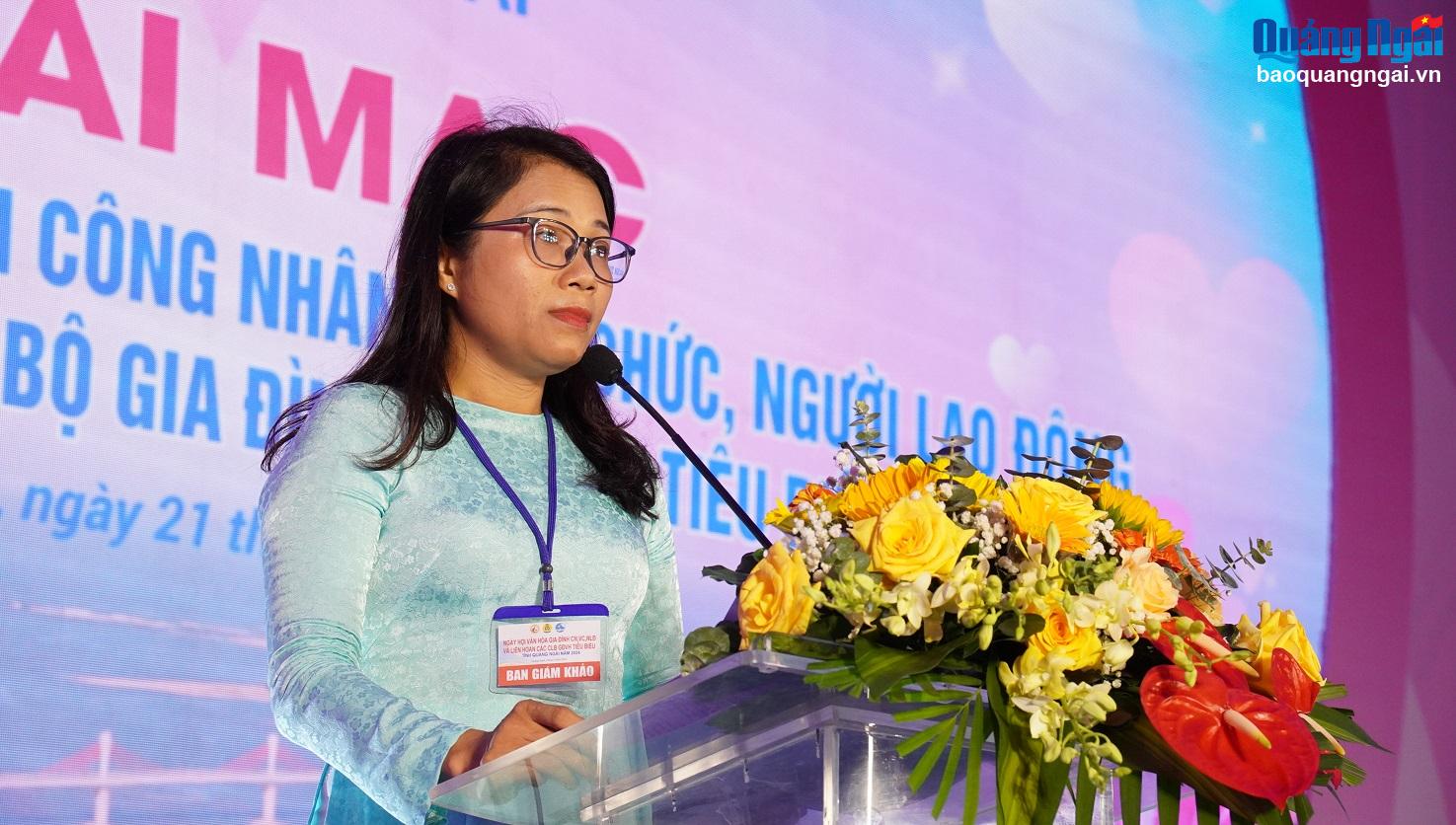 Phó Giám đốc Sở VH-TT&DL tỉnh Huỳnh Thị Sương phát biểu tại ngày hội.