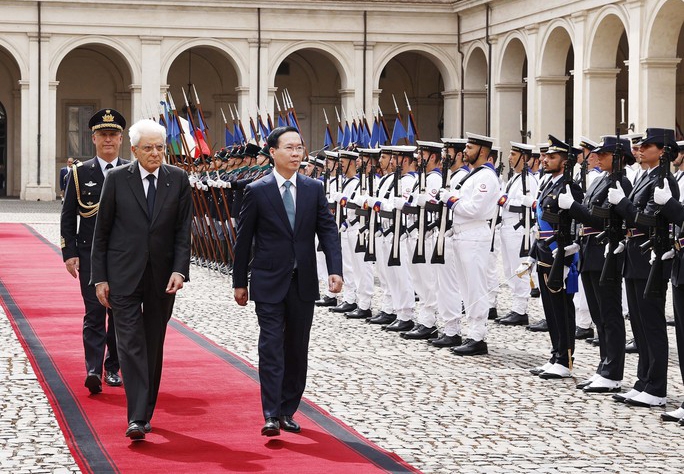 Lễ đón chính thức Chủ tịch nước Võ Văn Thưởng thăm cấp nhà nước Ý