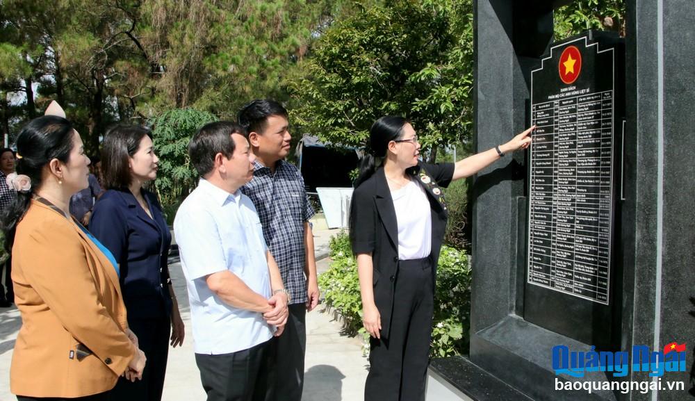 Tháng 7 năm 2023, Bia Tưởng niệm các liệt sĩ nguyên quán tỉnh Quảng Ngãi tại Nghĩa trang Liệt sĩ Quốc gia Trường Sơn đã được thay mới và điều chỉnh, bổ sung thông tin của 24 phần mộ liệt sĩ. 