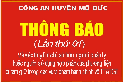 Công an huyện Mộ Đức thông báo (lần thứ 1)