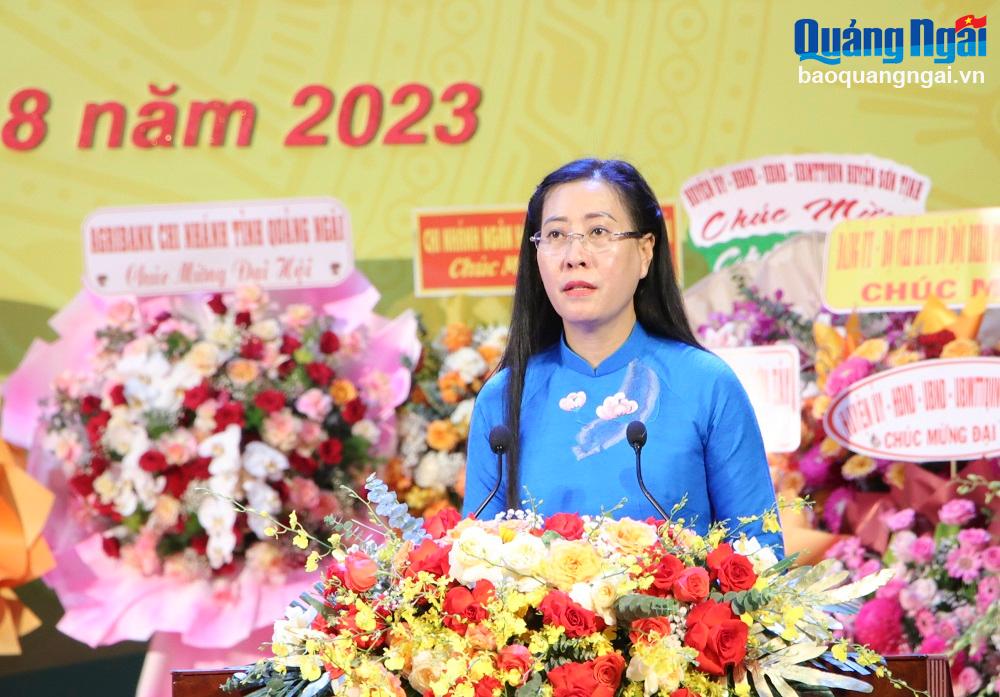 Ủy viên Trung ương Đảng, Bí thư Tỉnh ủy, Chủ tịch HĐND tỉnh Bùi Thị Quỳnh Vân phát biểu chỉ đạo Đại hội. 