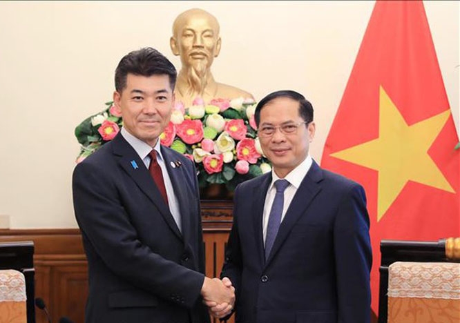 Bộ trưởng Ngoại giao Bùi Thanh Sơn tiếp Chủ tịch Đảng Dân chủ lập hiến Nhật Bản.