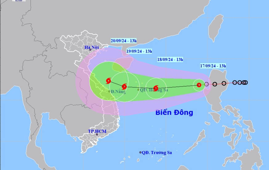 Đường đi của áp thấp nhiệt đới.