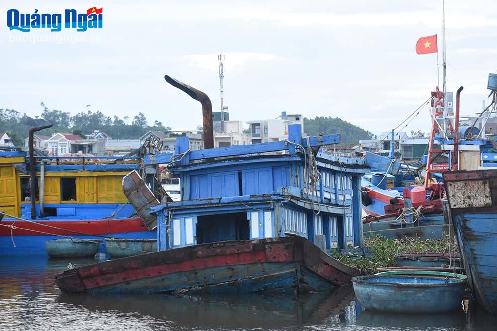 Đoàn kiểm tra xác nhận, tàu cá của ngư dân Võ Văn Trí, ở xã Nghĩa An (TP.Quảng Ngãi) không lắp thiết bị giám sát hành trình vì tàu đã hư hỏng, không còn hoạt động.