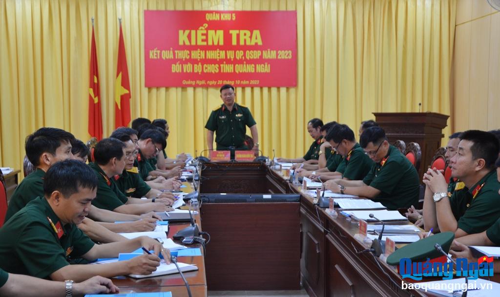 -	Đại tá Võ Văn Bá, Phó Tham mưu trưởng Quân khu 5, Trưởng đoàn kiểm tra nhận xét, kết luận tại buổi kiểm tra nhiệm vụ quân sự, quốc phòng năm 2023.