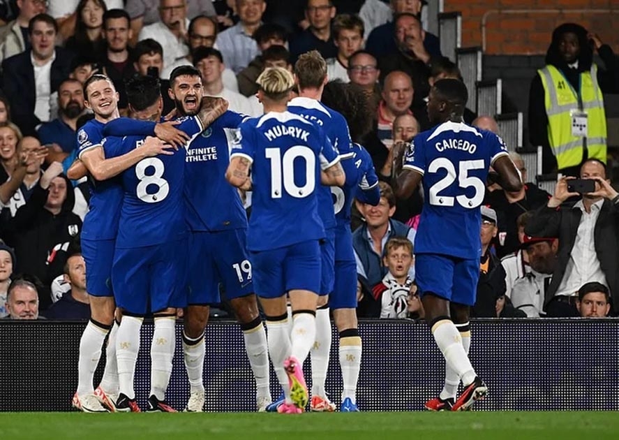 Niềm vui của các cầu thủ Chelsea.