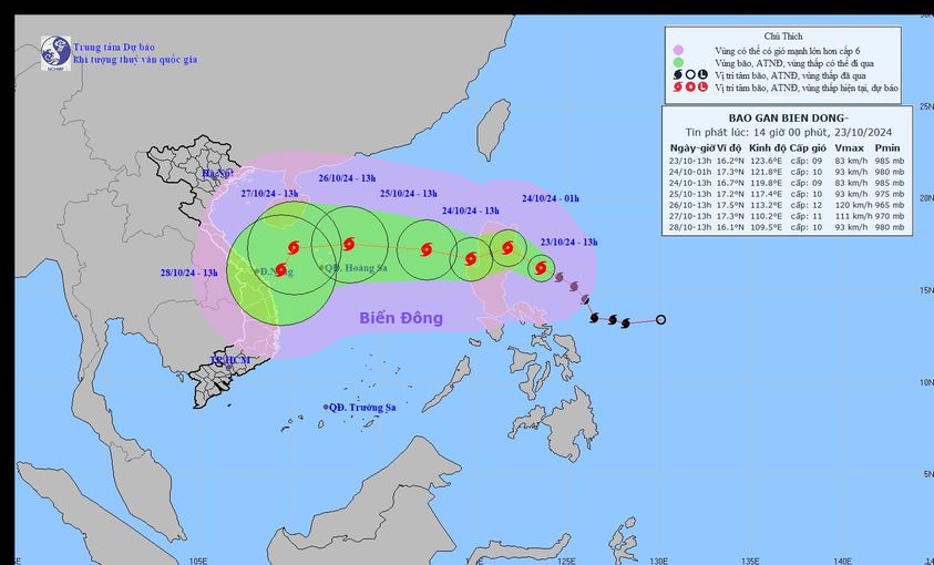 Bão Trami di chuyển nhanh, khả năng tiến thẳng vào biển miền Trung