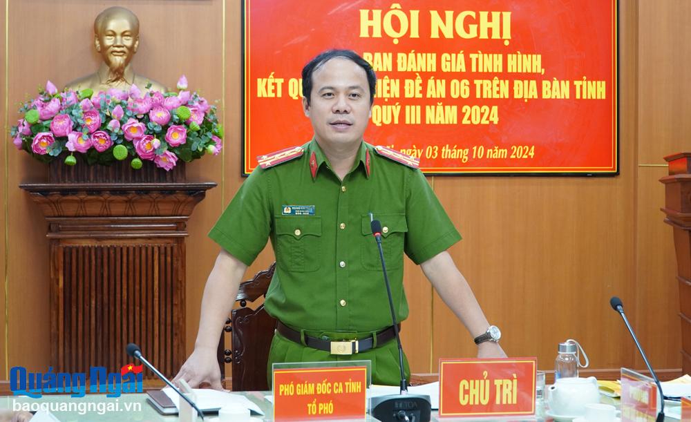 Đại tá Hoàng Anh Tuấn - Phó Giám đốc Công an tỉnh phát biểu tại hội nghị.