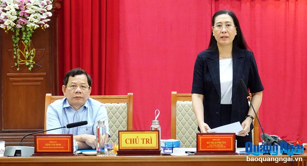 Ủy viên Trung ương Đảng, Bí thư Tỉnh ủy, Chủ tịch HĐND tỉnh Bùi Thị Quỳnh Vân kết luận buổi làm việc.