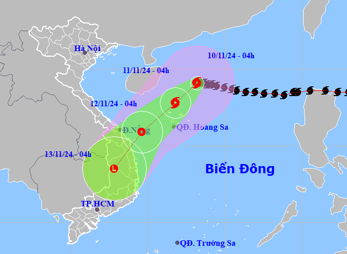 Bão số 7 đổi hướng, đi về vùng biển Trung Trung Bộ và suy yếu