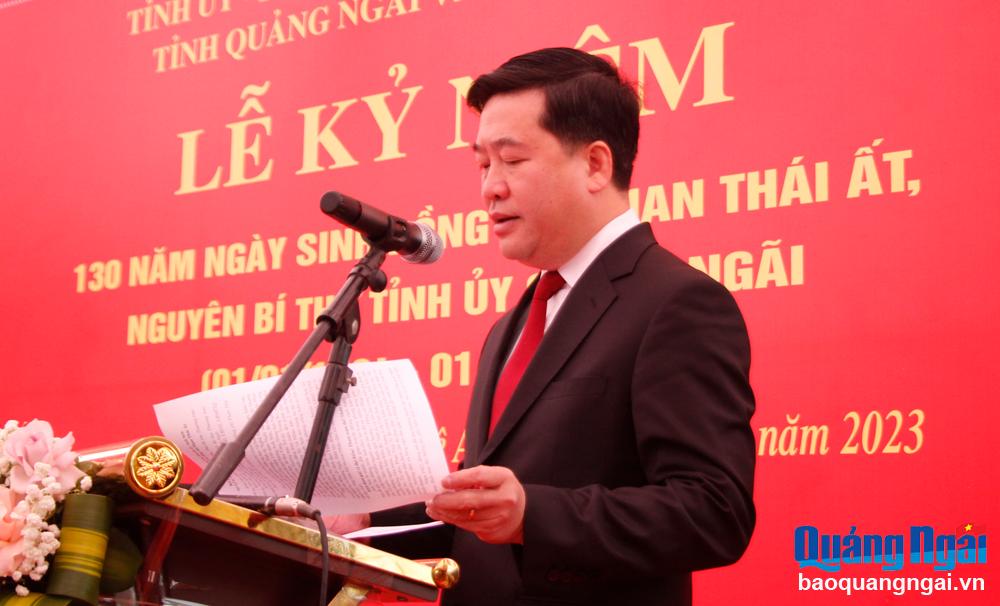 Bí thư Huyện ủy huyện Anh Sơn Nguyễn Hữu Sáng phát biểu tại lễ kỷ niệm.