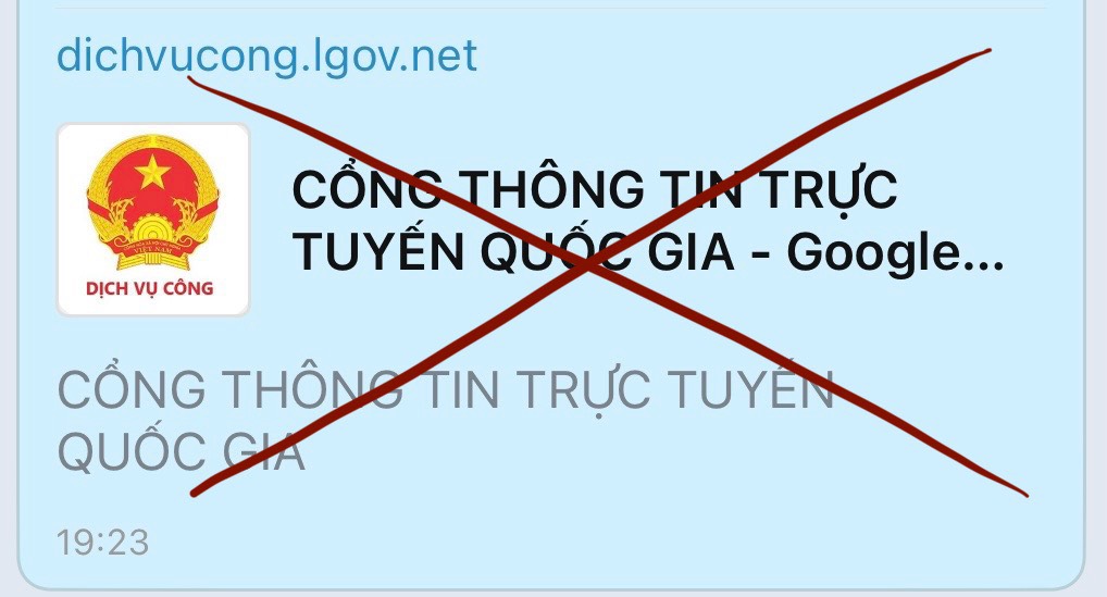 App dichvucong.lgov.net giả mạo