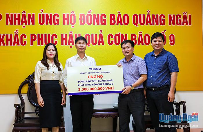 Công ty CP Ô tô Trường Hải hỗ trợ tỉnh Quảng Ngãi 2 tỷ đồng khắc phục hậu quả thiên tai