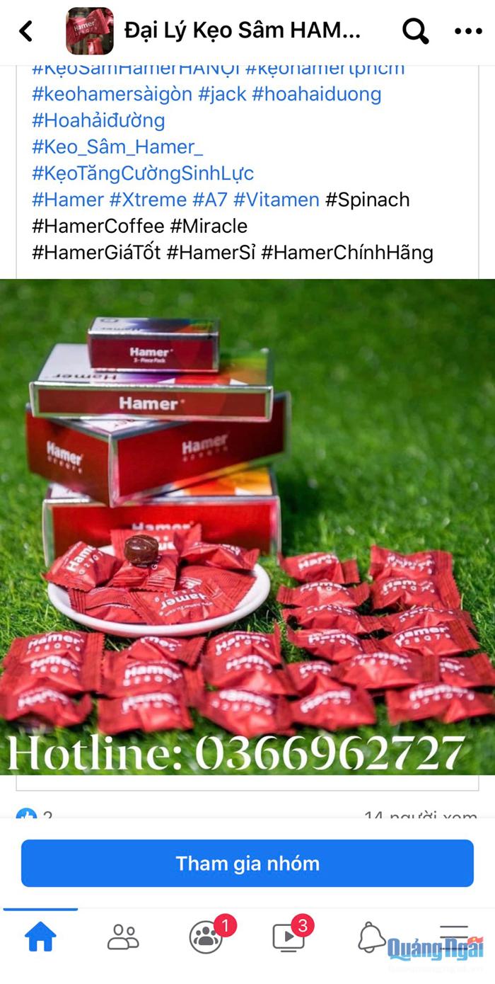 Kẹo Hamer dù chứa chất cấm nhưng vẫn được giới thiệu, bày bán trên mạng xã hội