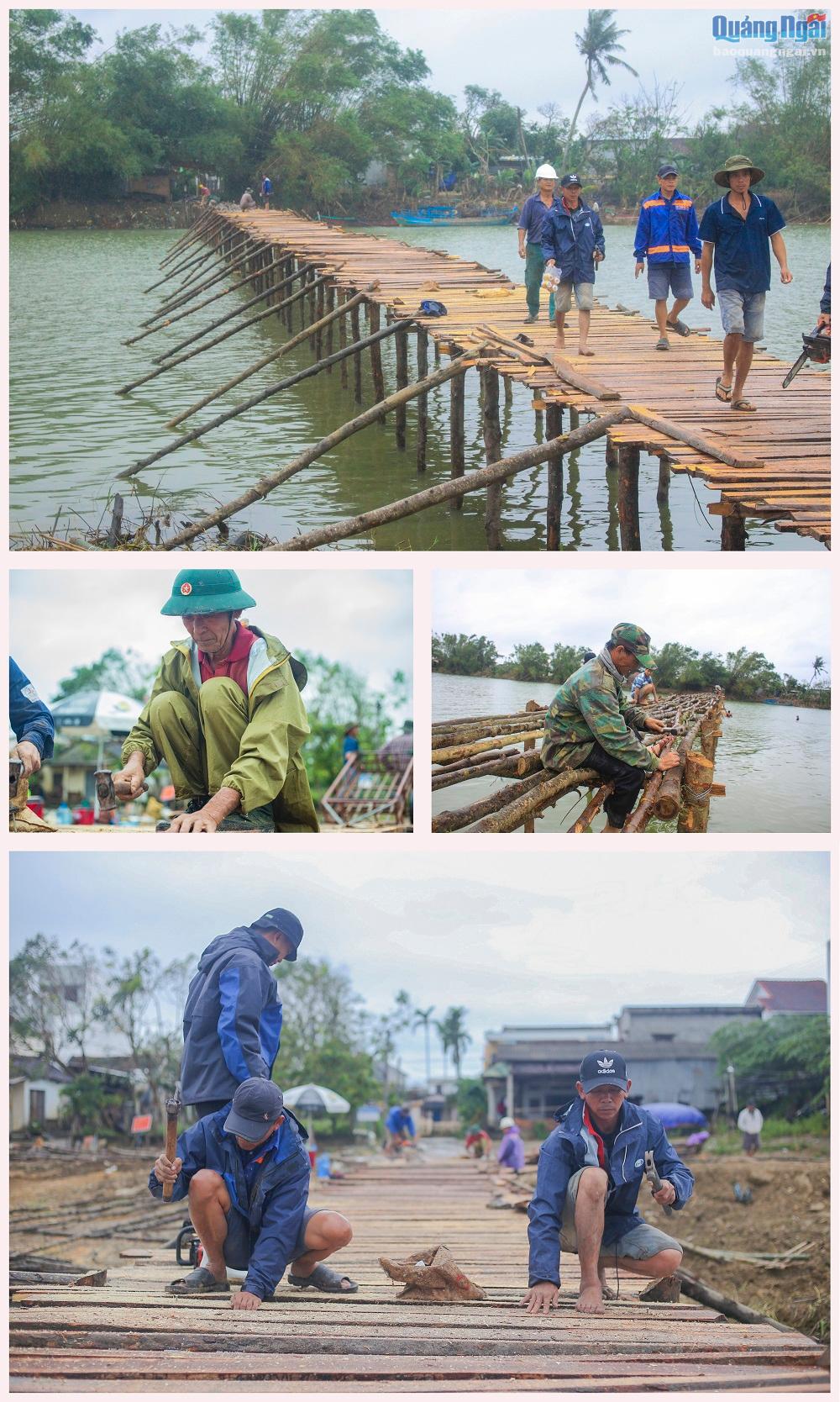 Sau mùa lũ, chiếc cầu ván gỗ đã bị nước sông Trà Bồng cuốn trôi, ảnh hưởng đến sinh hoạt của người dân nơi đây, người dân xóm Đông Min muốn đi qua trung tâm xã Bình Dương hay tới nơi khác phải đi vòng một quảng đường khá xa.