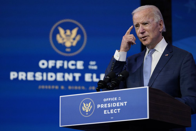 Ông Joe Biden phát biểu về cuộc bạo loạn từ TP Wilmington, bang Delaware hôm 6-1. Ảnh: AP