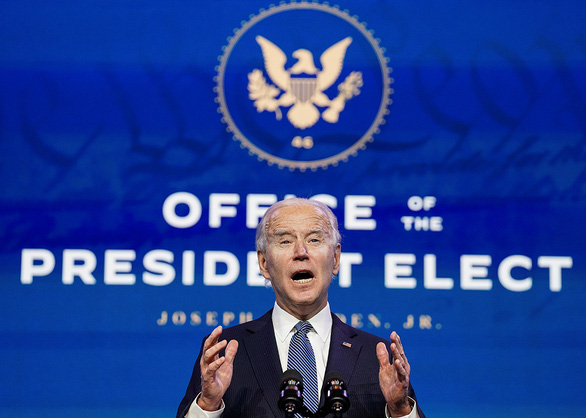 Tổng thống đắc cử Joe Biden trong sự kiện đề cử các ứng viên Bộ Tư pháp hôm 7-1 - Ảnh: Reuters