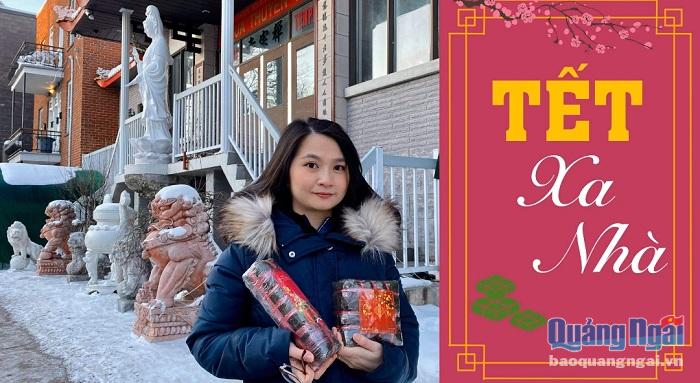 Đón Tết tại Canada, chị Bùi Thị Thoại Huyền vẫn giữ thói quen đi chùa đầu năm mới và mua bánh chưng, bánh tết đón xuân. Ảnh: NVCC