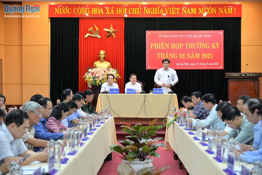 Quang cảnh phiên họp thường kỳ tháng 2.2021 của UBND tỉnh Quảng Ngãi