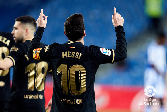Messi ăn mừng bàn thắng nâng tỉ số lên 4-0 cho Barca - Ảnh: Liga Santander