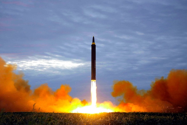 Một vụ thử tên lửa liên lục địa của Triều Tiên hồi tháng 8/2017 (Ảnh: KCNA).