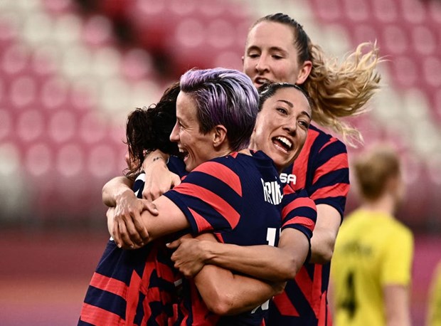 Đội tuyển bóng đá nữ Mỹ giành huy chương Đồng Olympic Tokyo 2020. (Nguồn: Getty Images)