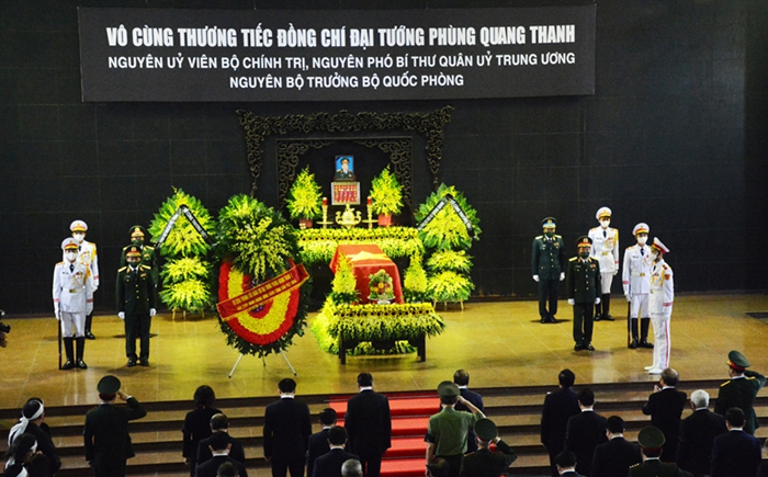 Quang cảnh Lễ viếng, Lễ truy điệu đồng chí Đại tướng Phùng Quang Thanh, nguyên Ủy viên Bộ Chính trị, nguyên Phó Bí thư Quân ủy Trung ương, nguyên Bộ trưởng Bộ Quốc phòng.